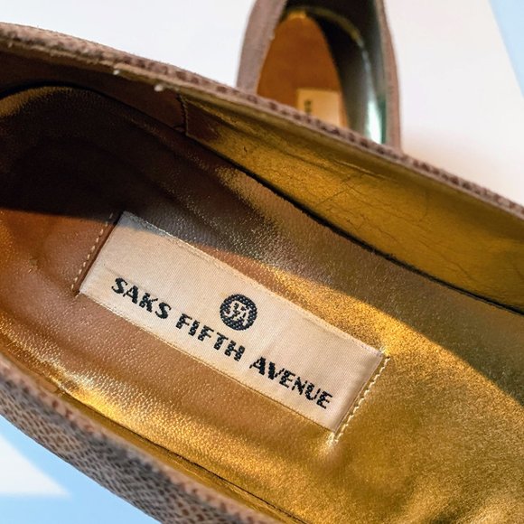 Saks Fifth Avenue Suede Wood Heels - 10 - Picture 6 of 8